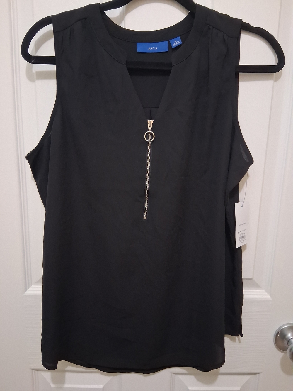 APT. 9 Black Sleeveless Zip-Front Blouse
